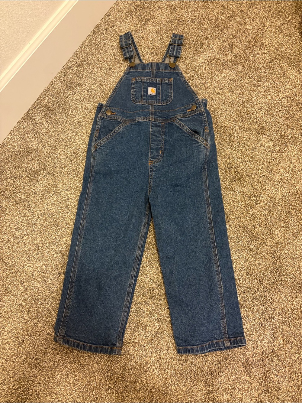NWOT Carhartt Dark Blue Denim Bib Overalls 3T - Picture 2 of 5